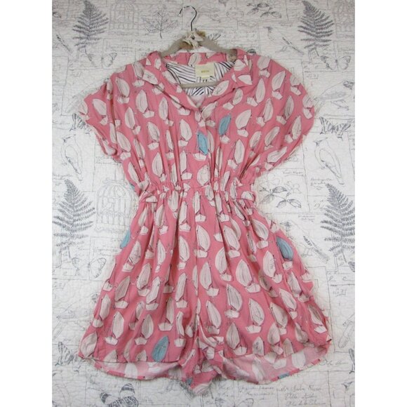 EUC  Anthropologie Maeve Romper Tourista Pink White Sailboat womens Size 4 - Picture 2 of 6